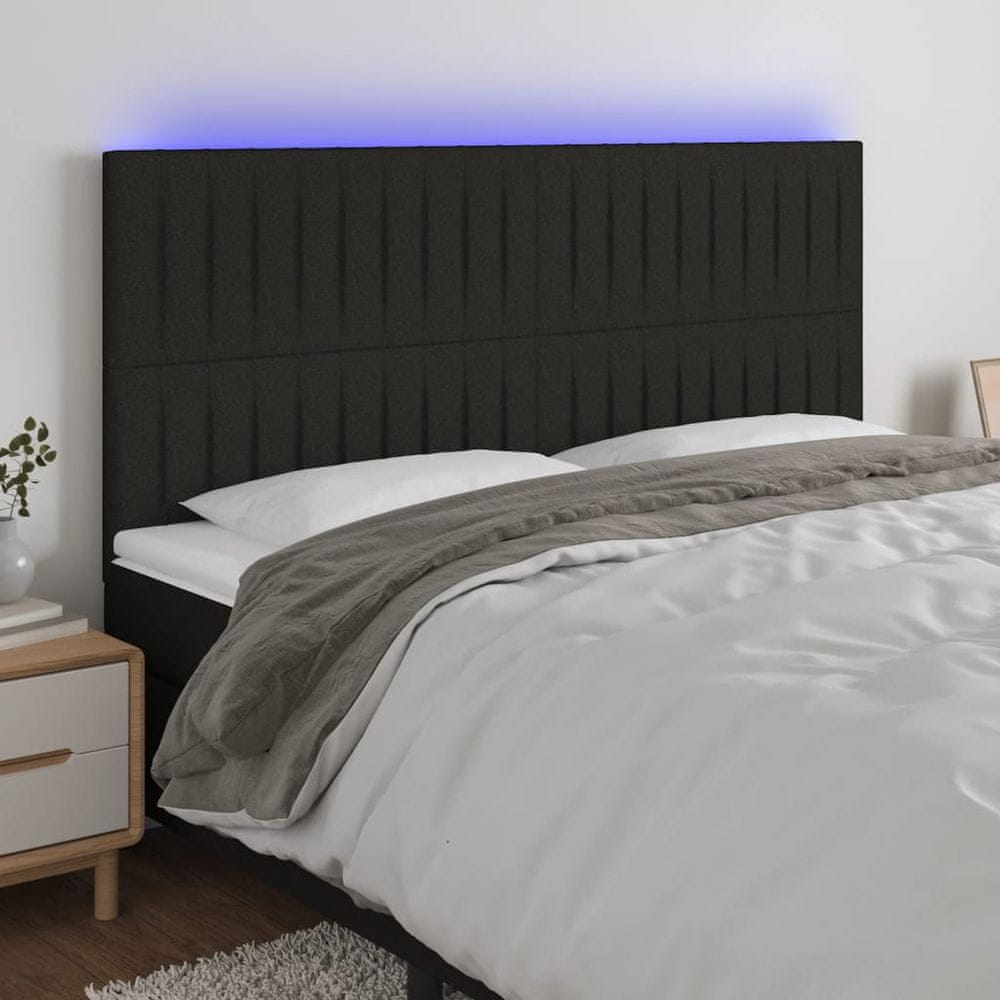 Vidaxl Čelo postele s LED čierne 180x5x118/128 cm látka